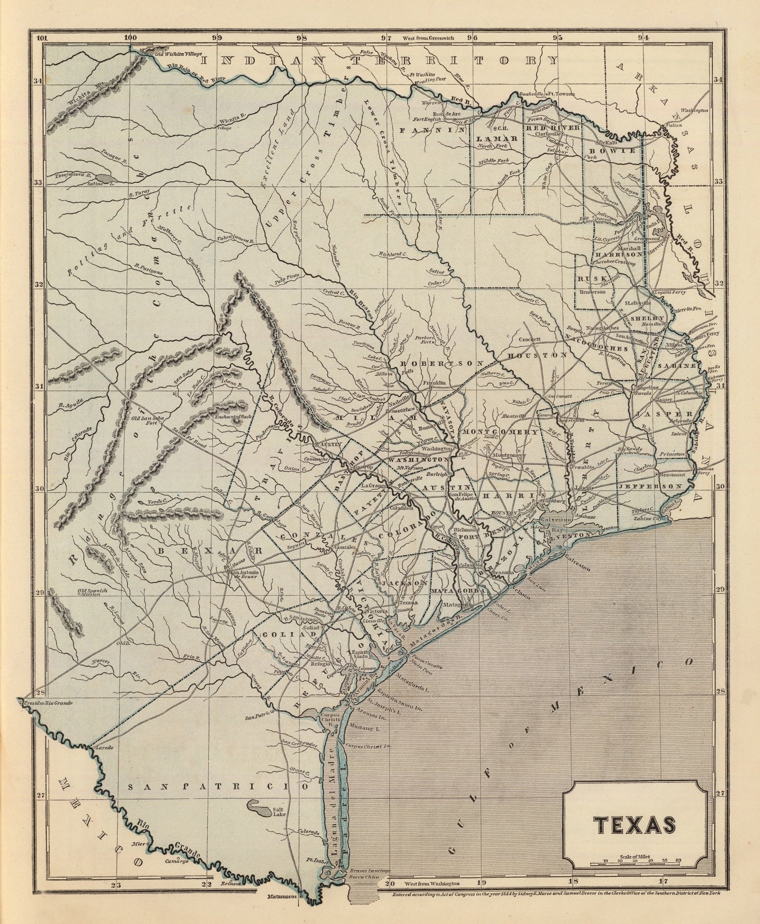 Vintage Map of Texas 1842