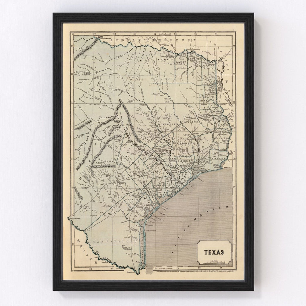 Vintage Map of Texas 1842
