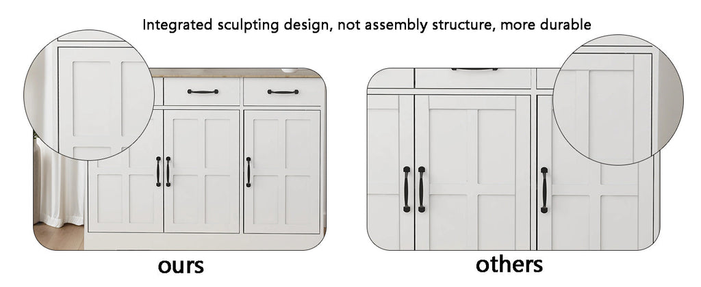 71' Kitchen Pantry Storage Cabinet , with 4 Doors, Drawer, 2 Adjustable Shelves, Freestanding Cupboard for Dining Room Living Room, Laundry-White