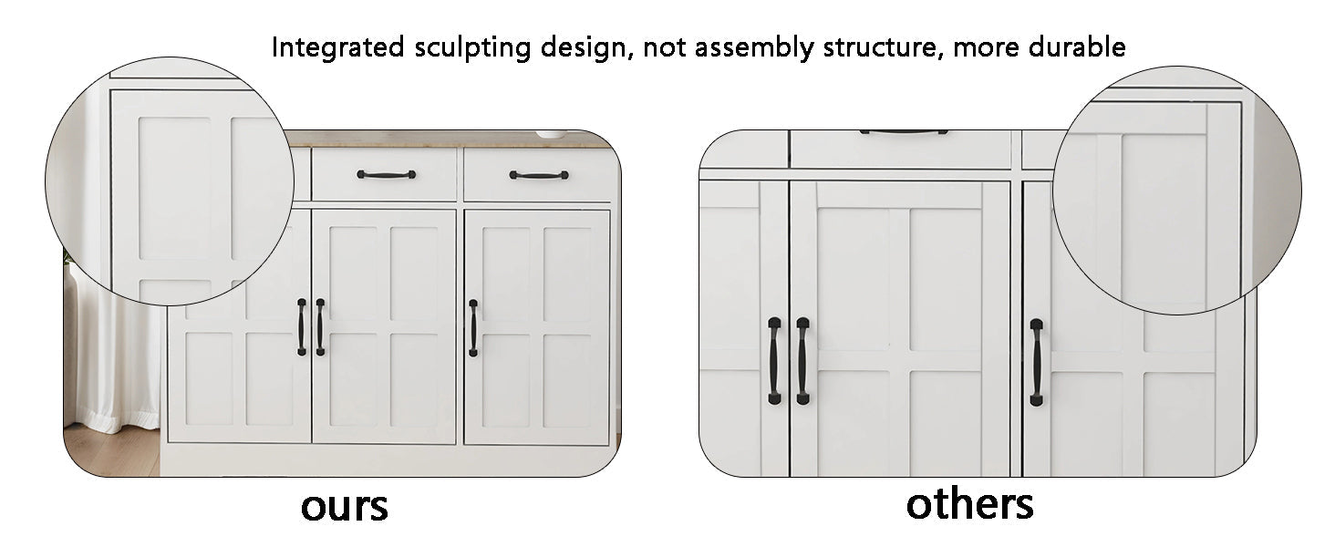 71' Kitchen Pantry Storage Cabinet , with 4 Doors, Drawer, 2 Adjustable Shelves, Freestanding Cupboard for Dining Room Living Room, Laundry-White
