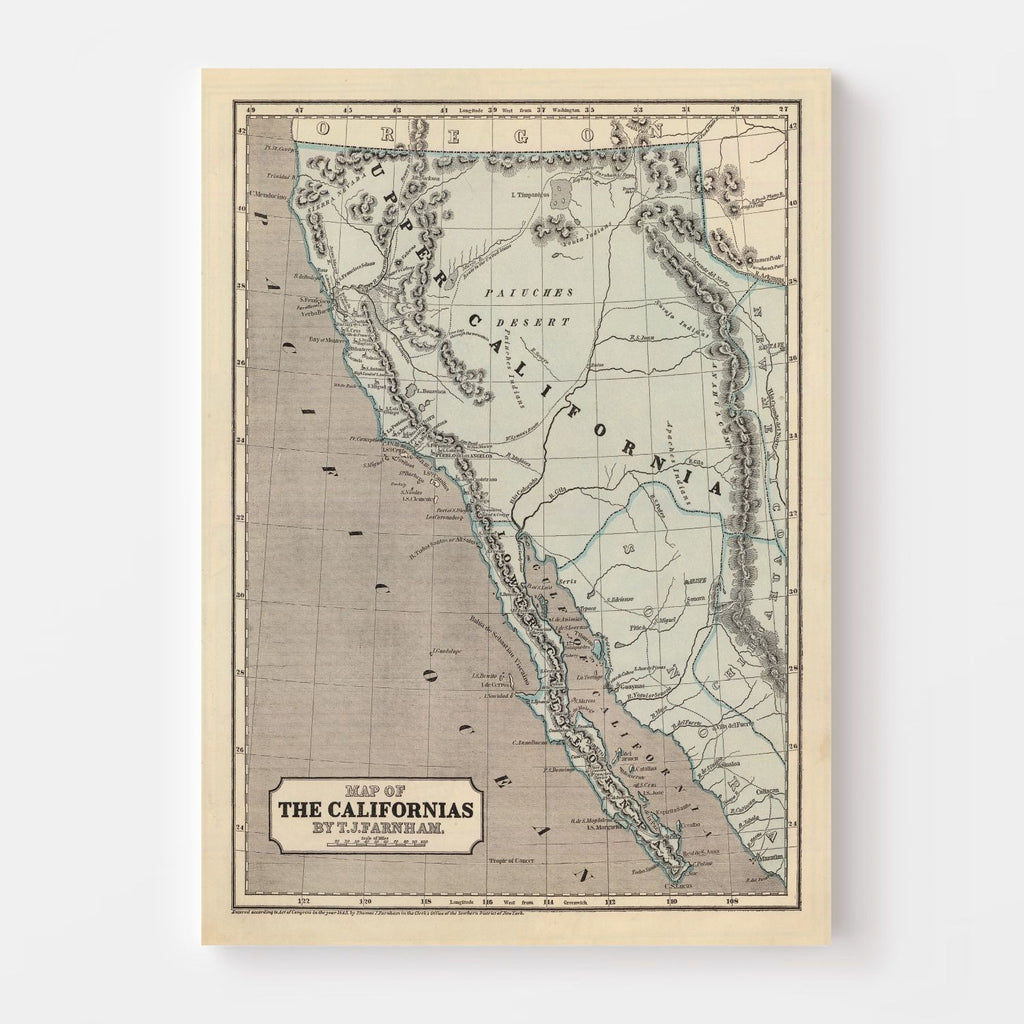 Vintage Map of California 1842