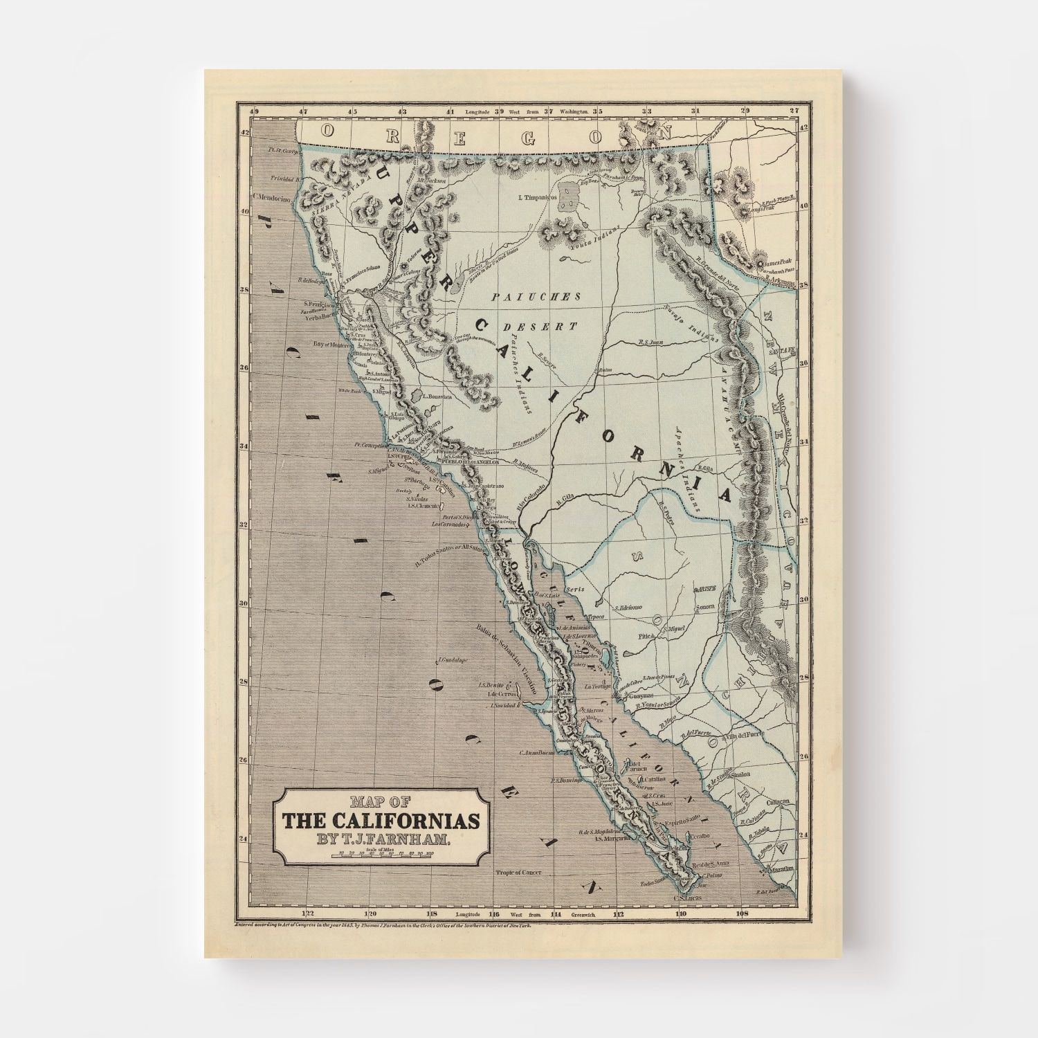 Vintage Map of California 1842