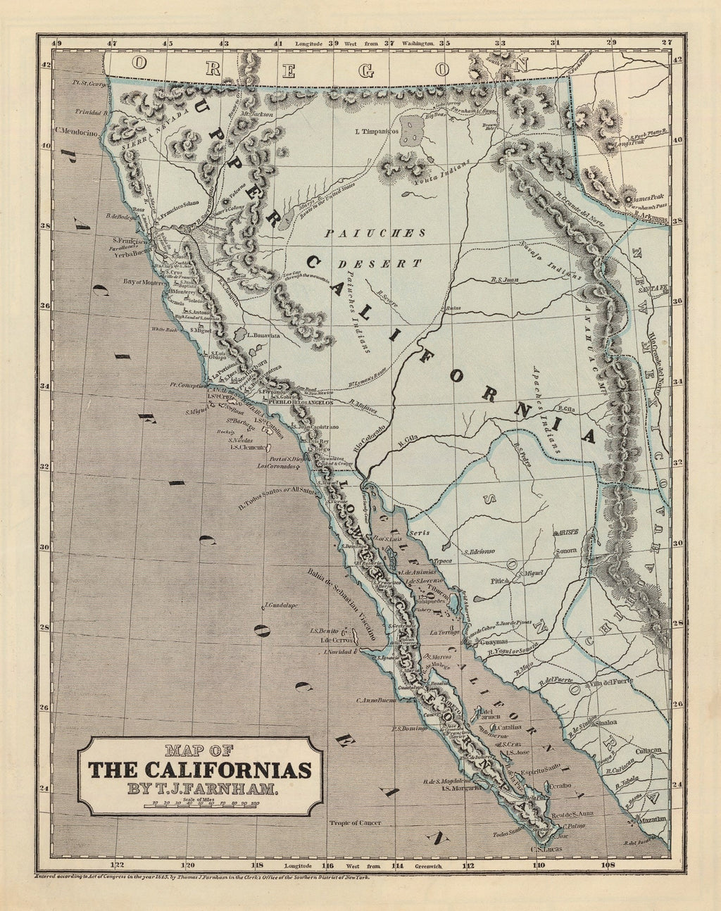 Vintage Map of California 1842