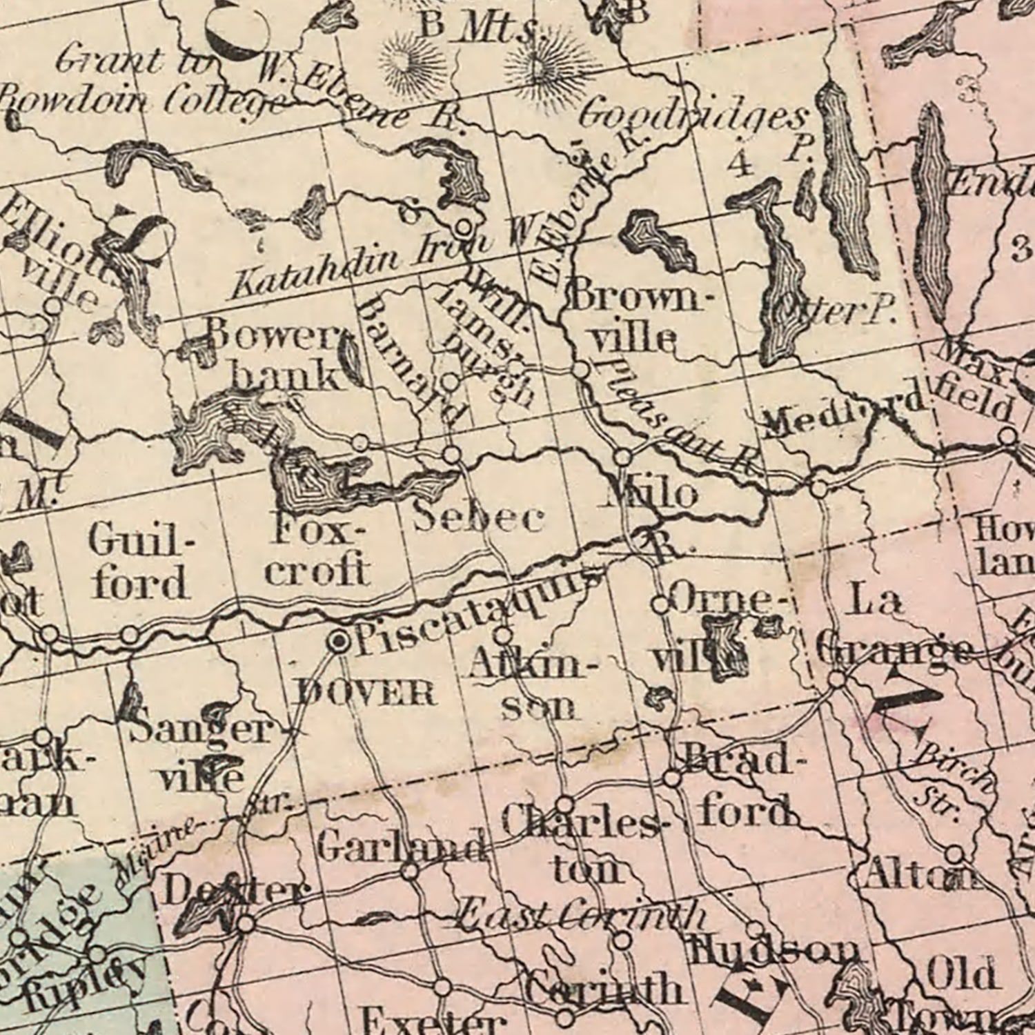 Vintage Map of Maine 1861