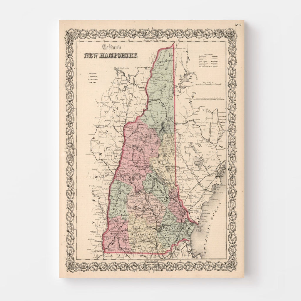 Vintage Map of New Hampshire 1861