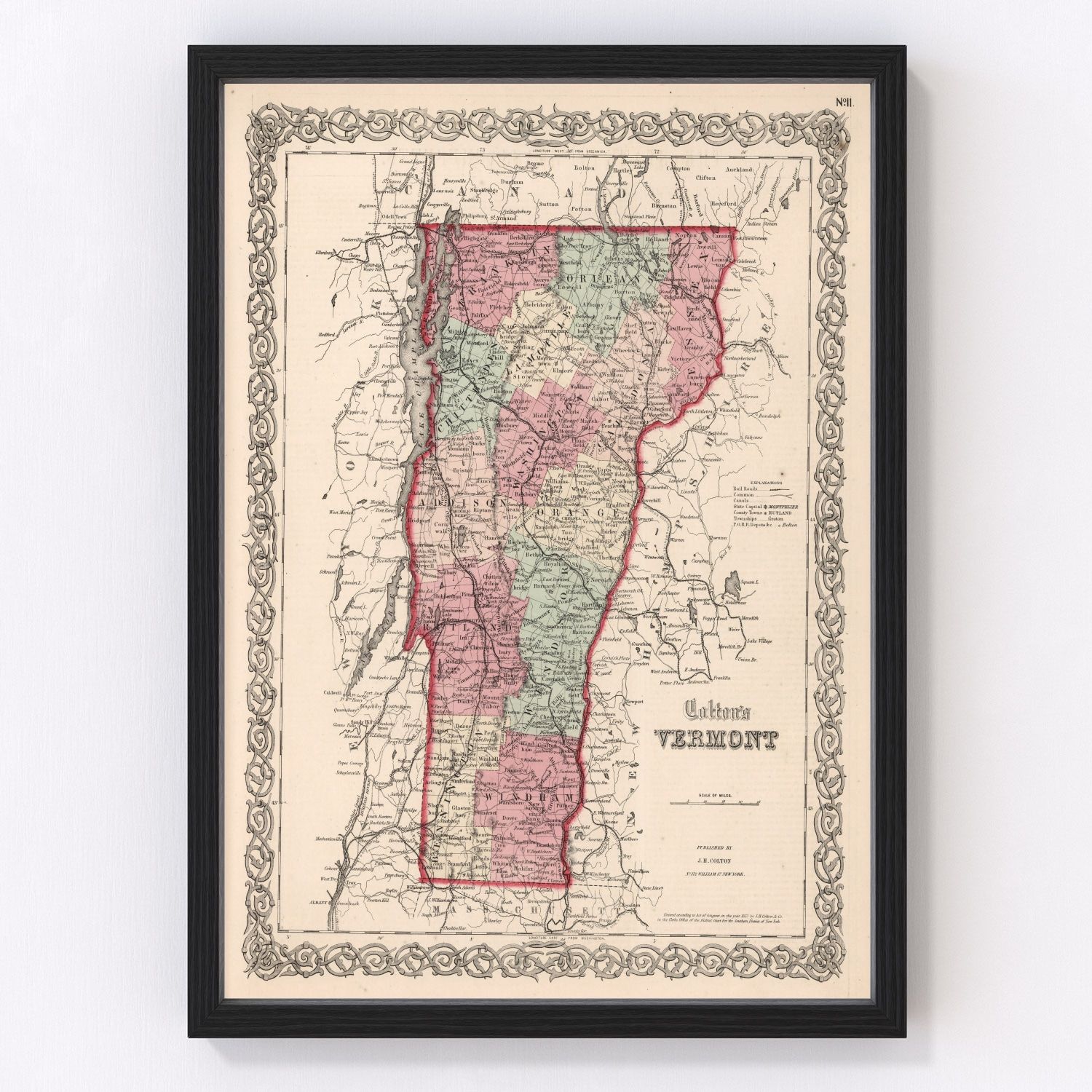 Vintage Map of Vermont 1861