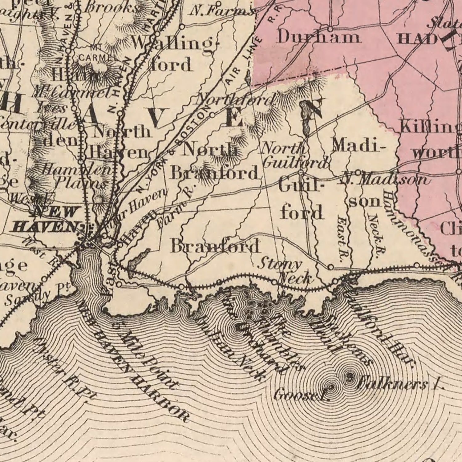 Vintage Map of Connecticut 1861