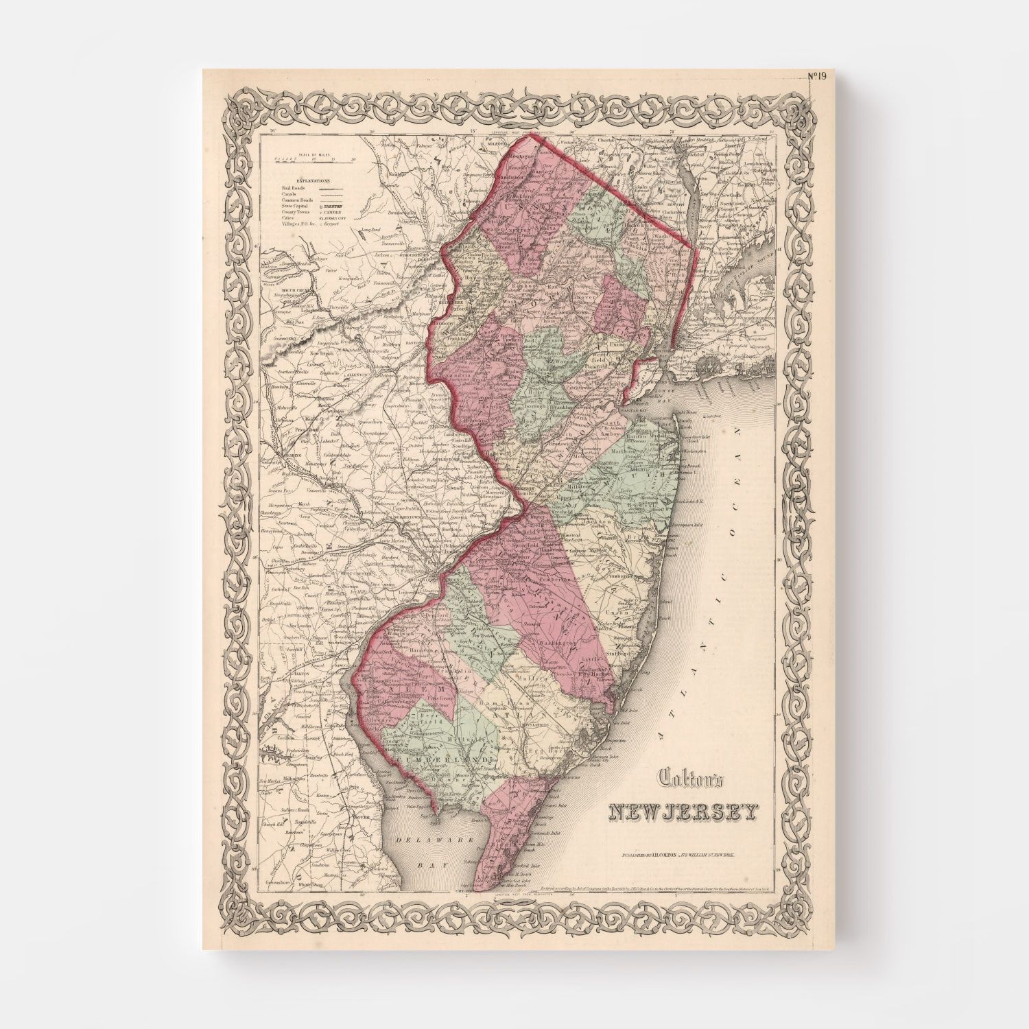 Vintage Map of New Jersey 1861