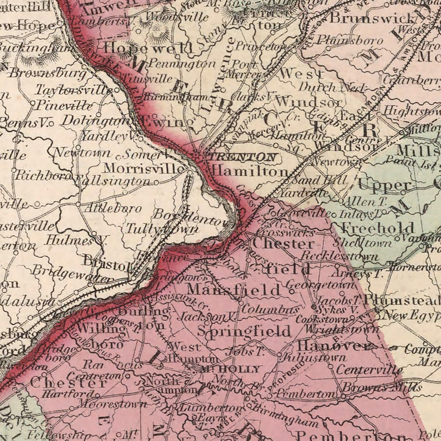 Vintage Map of New Jersey 1861
