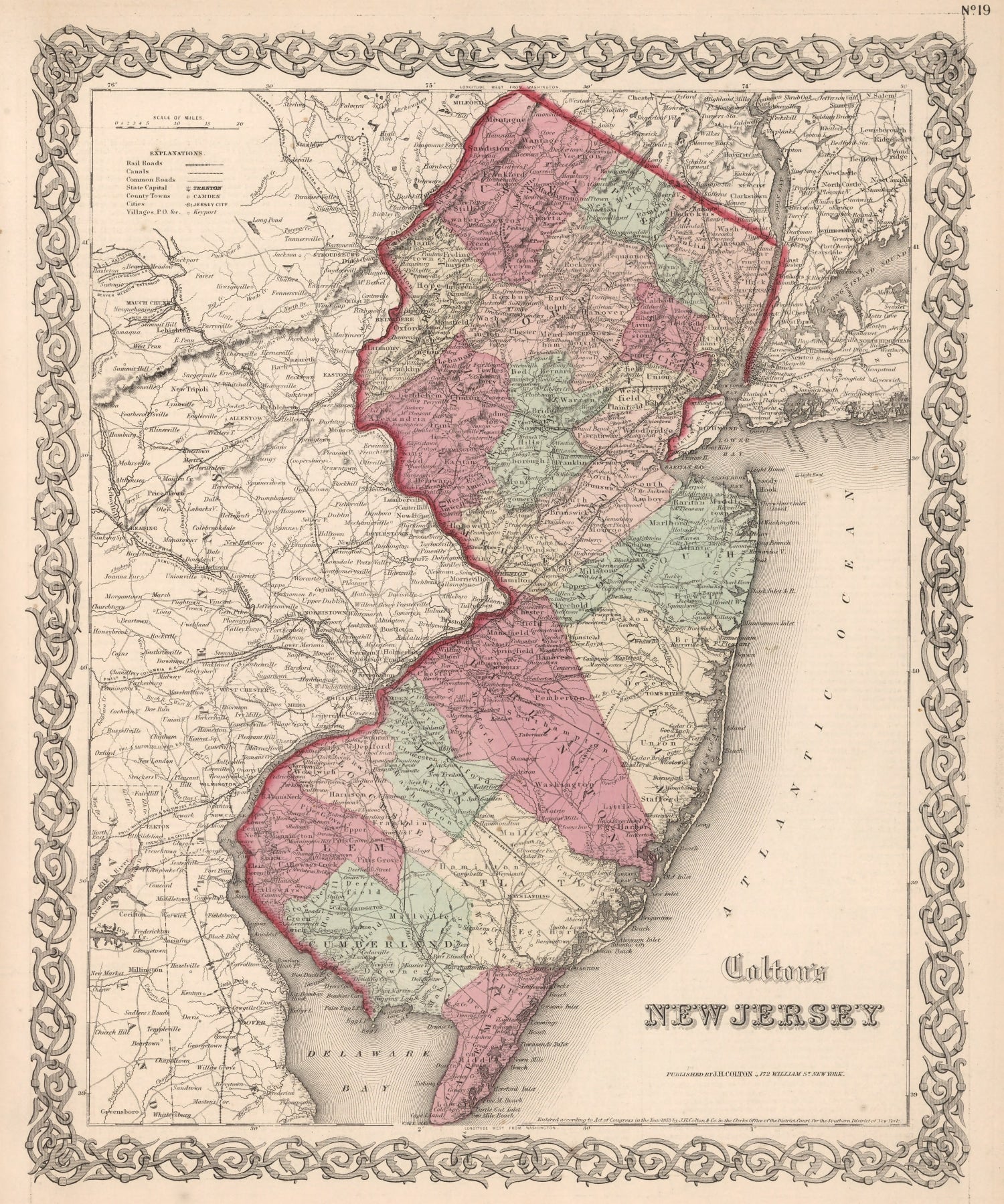 Vintage Map of New Jersey 1861