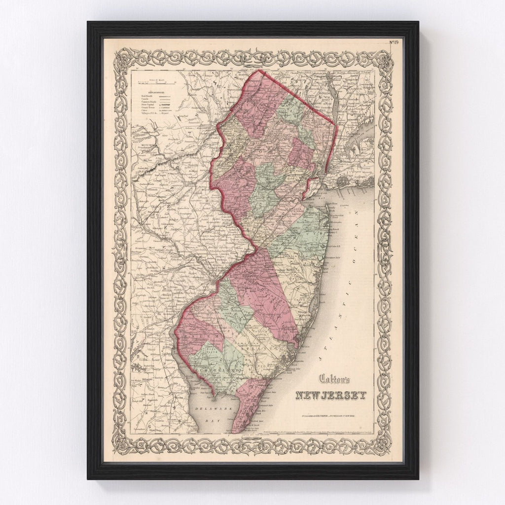 Vintage Map of New Jersey 1861