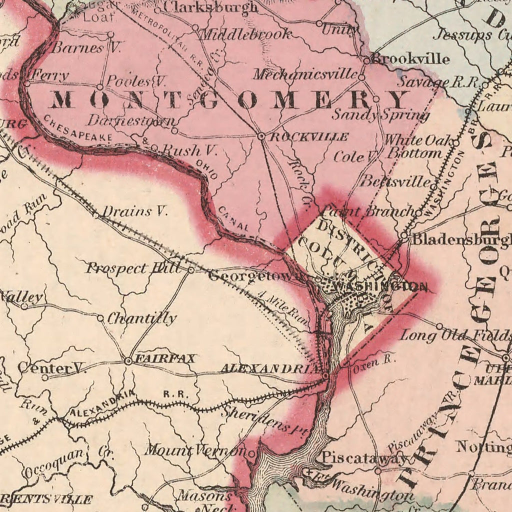 Vintage Map of Maryland & Delaware 1861