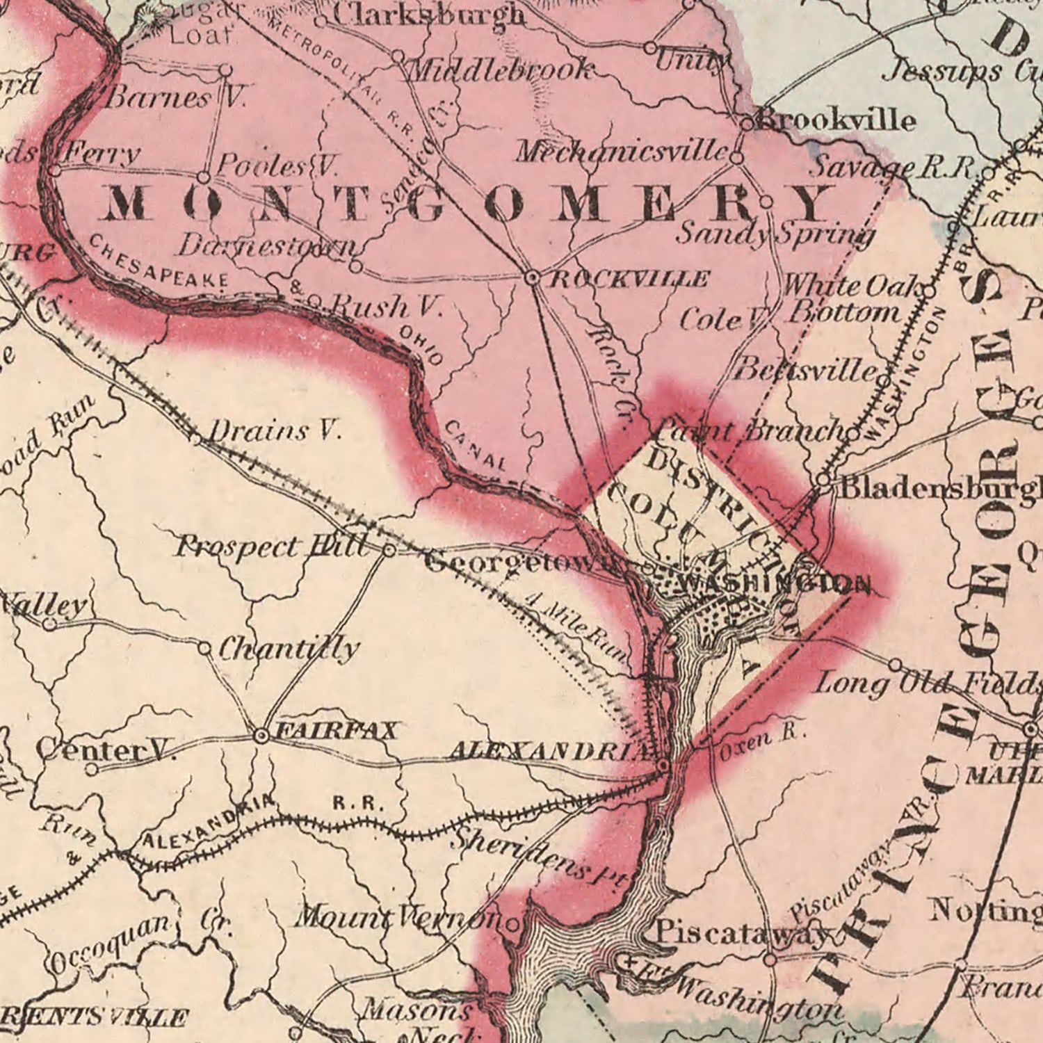 Vintage Map of Maryland & Delaware 1861