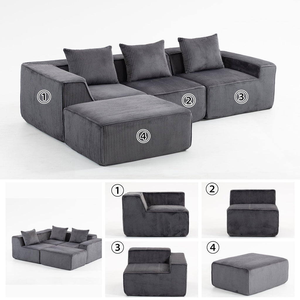 Multi person modular compression sofa that can be freely combined-33005-4