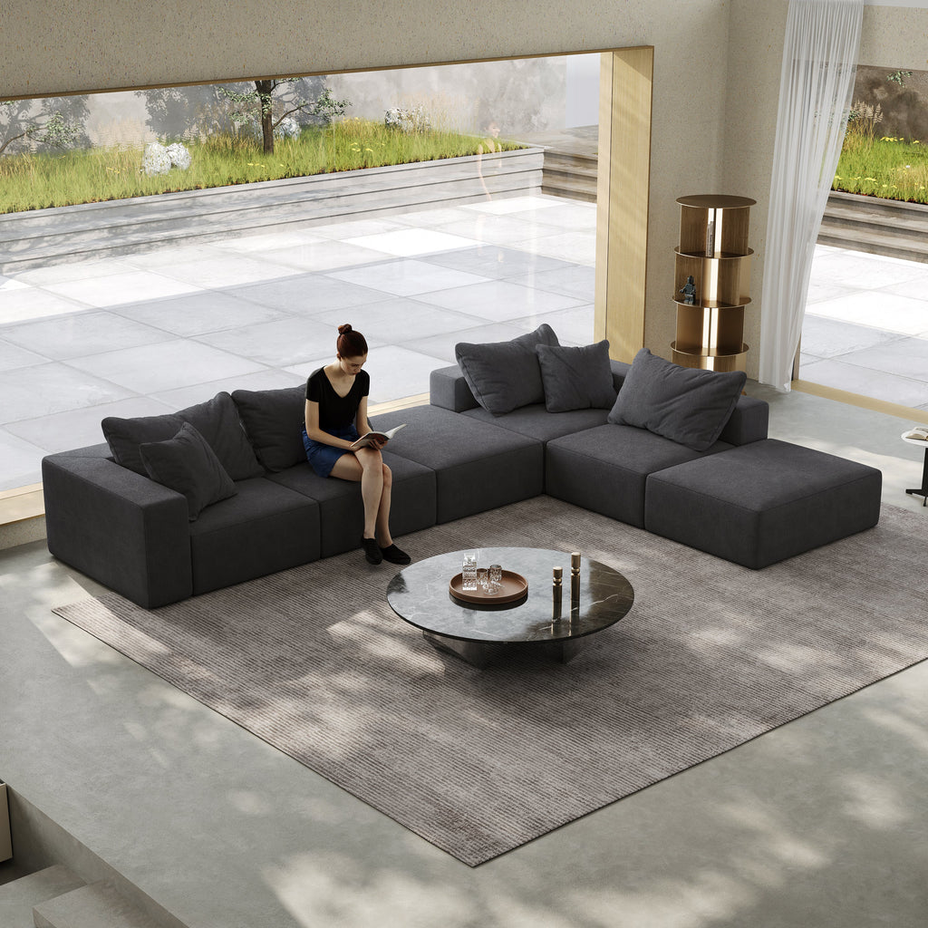 Oversized sponge cloud sofa,Modern Upholstered Sectional Sofa Couch Set,Modular 162' L Shaped Sectional Living Room Sofa Set With 6 Pillows,Free Combination Sofa Couch for Living Room,Bedroom