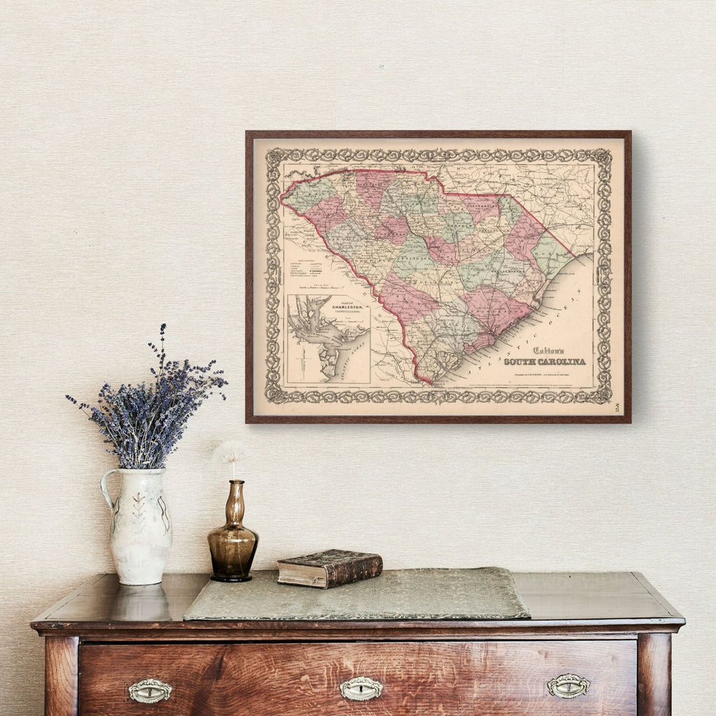 Vintage Map of South Carolina 1861