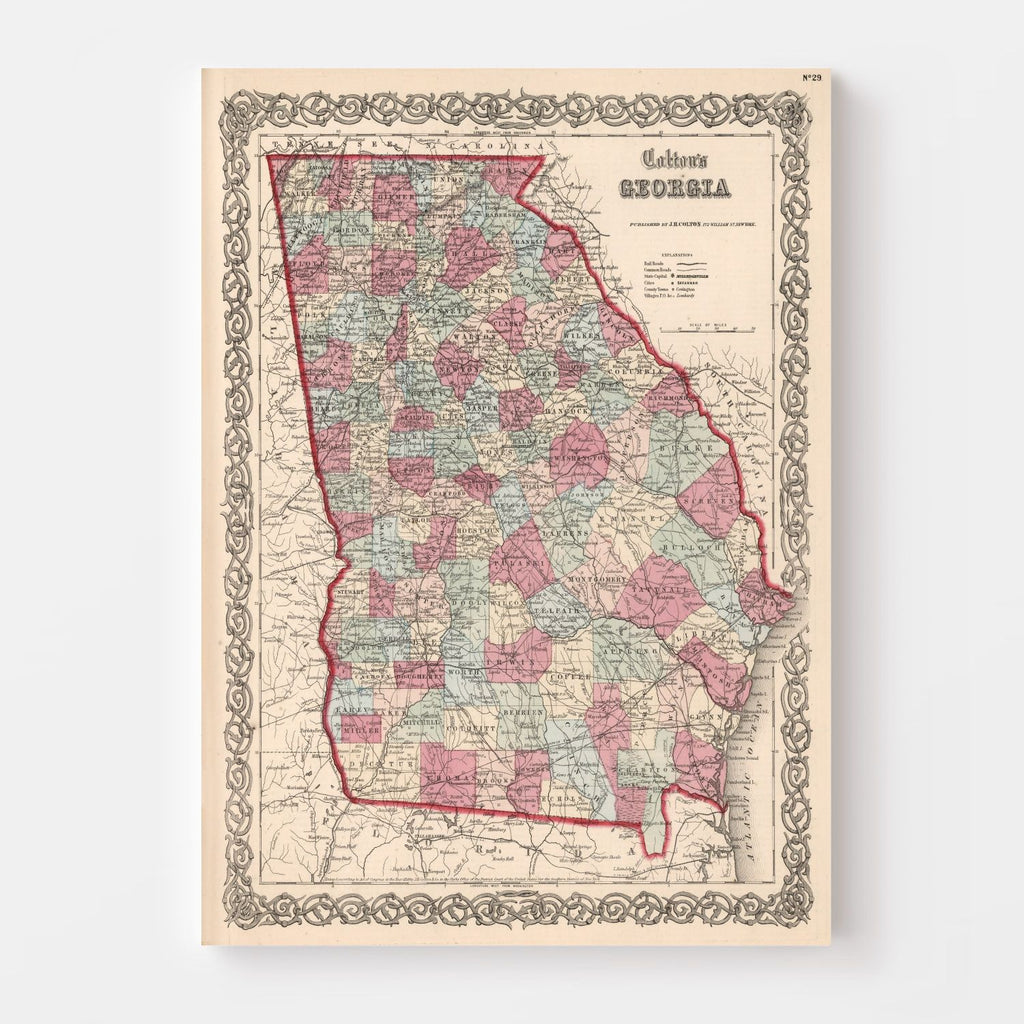Vintage Map of Georgia 1861