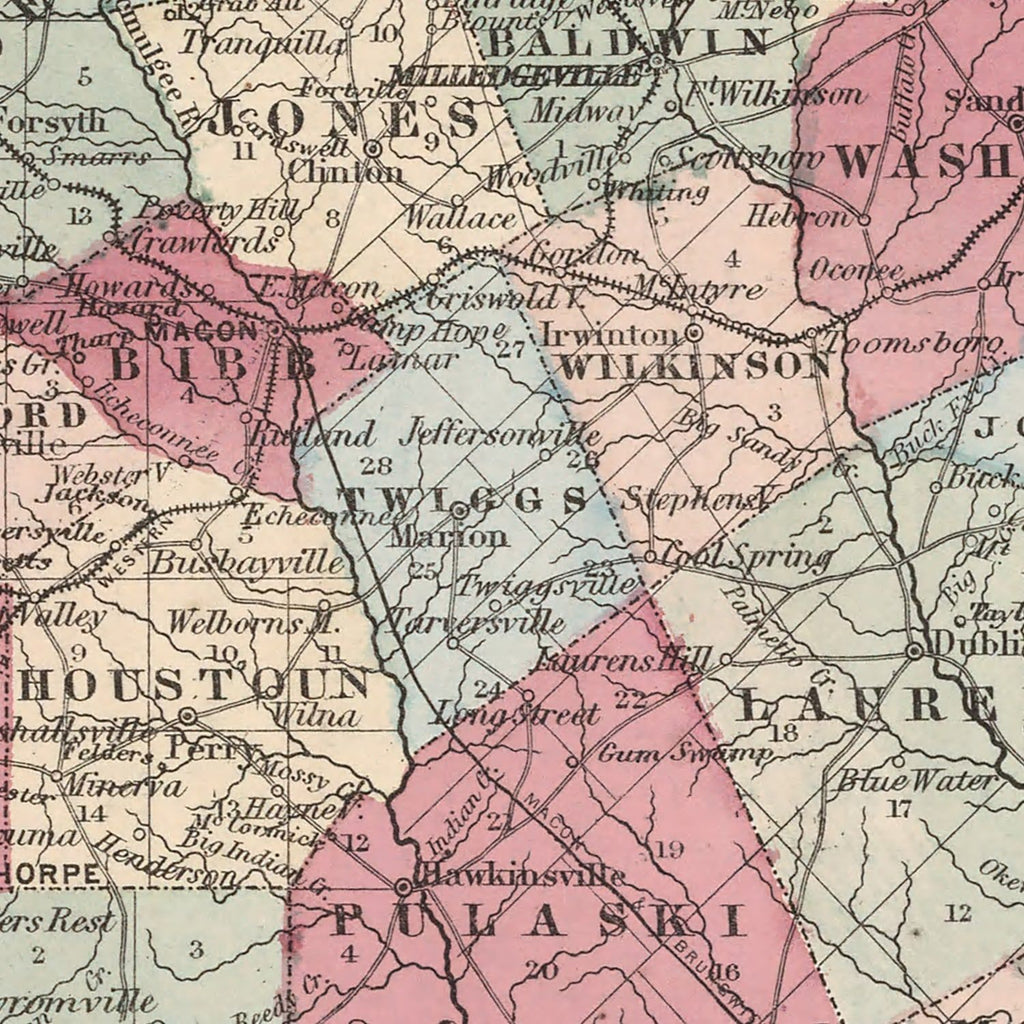 Vintage Map of Georgia 1861