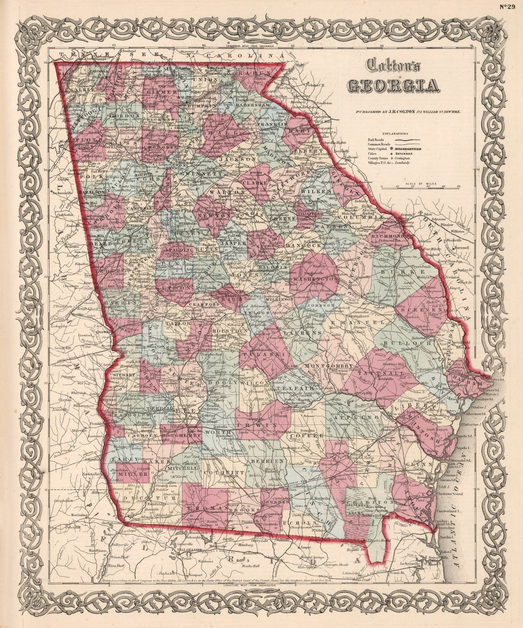 Vintage Map of Georgia 1861