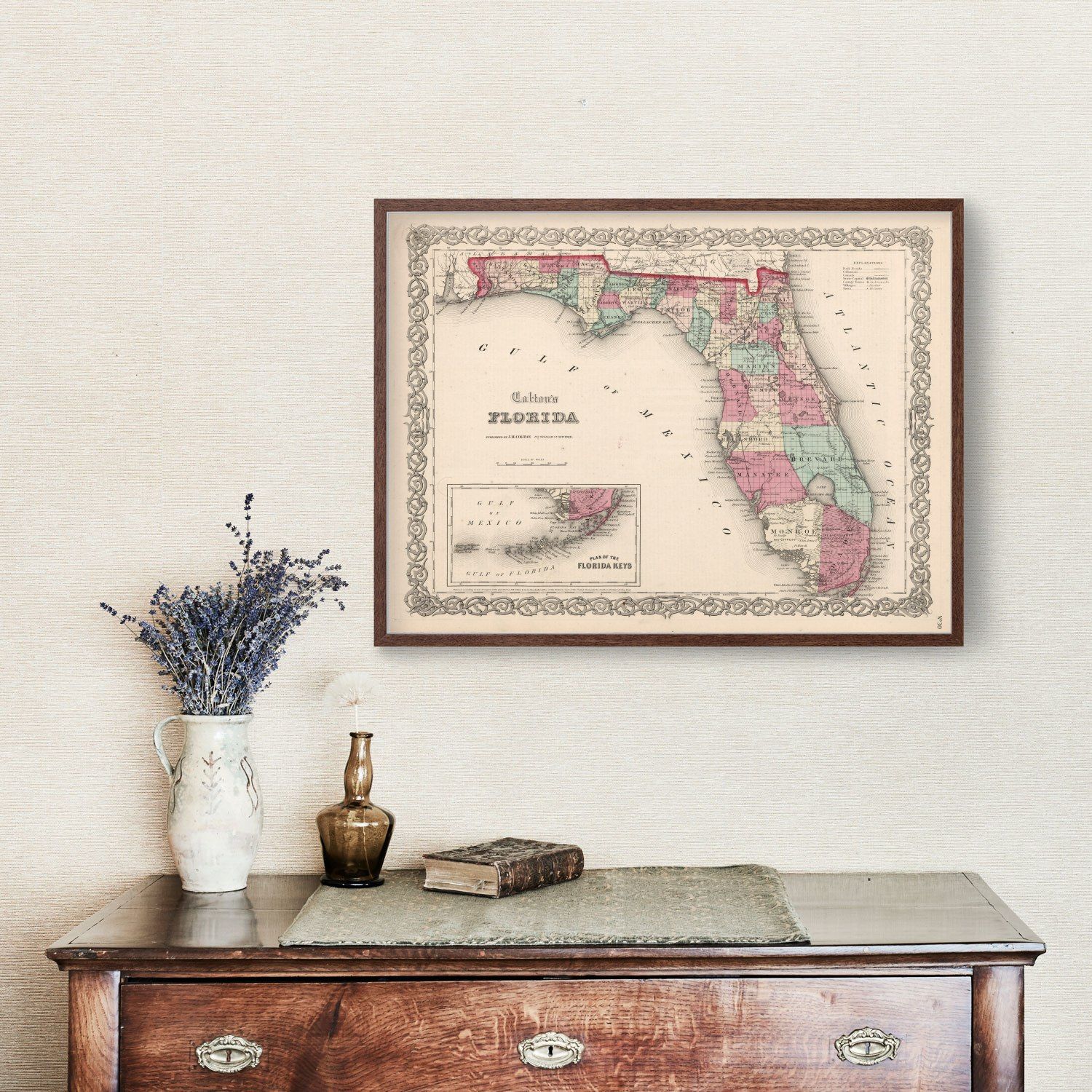 Vintage Map of Florida 1861