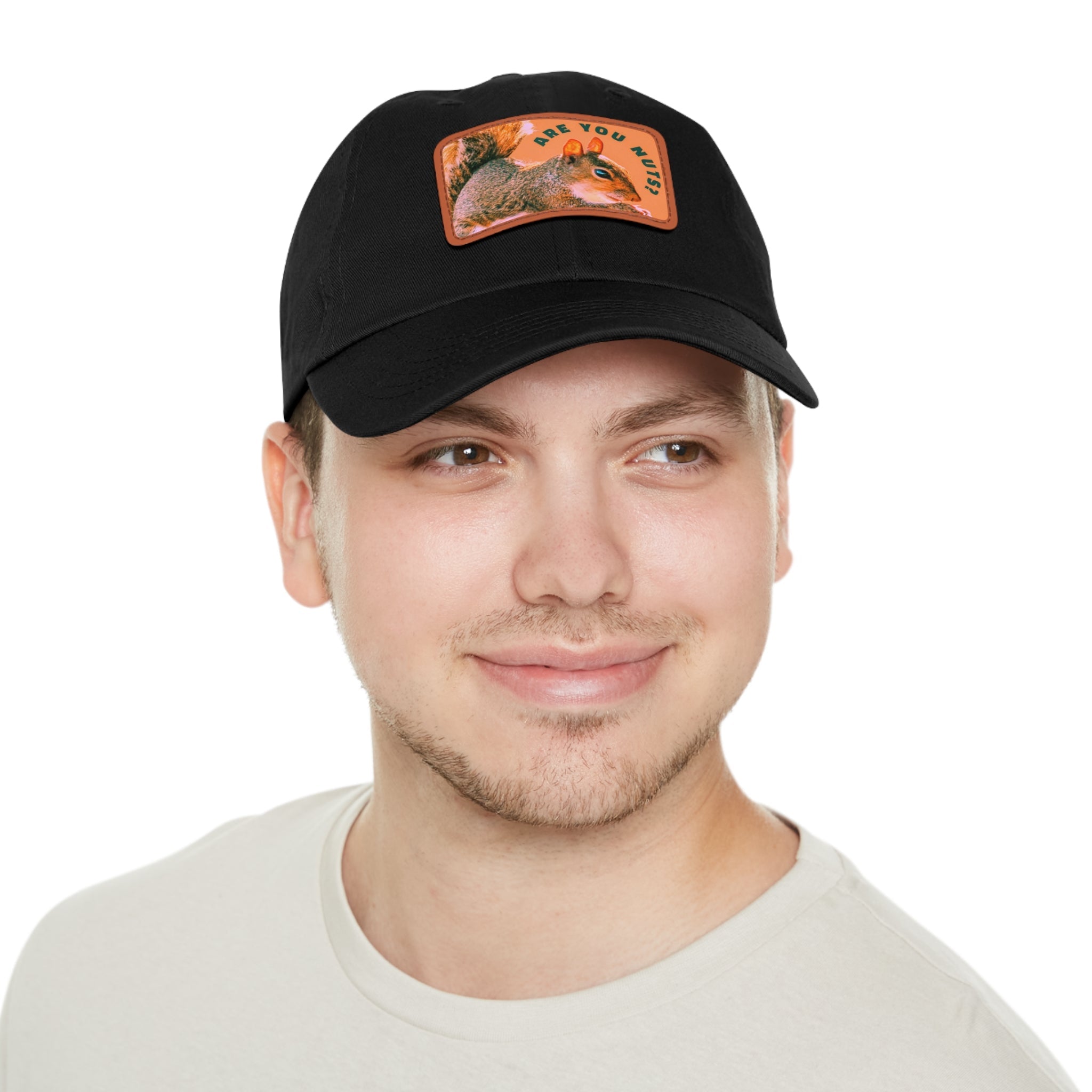 Are You Nuts? Squirrel Hat with Rectangular Leather Patch