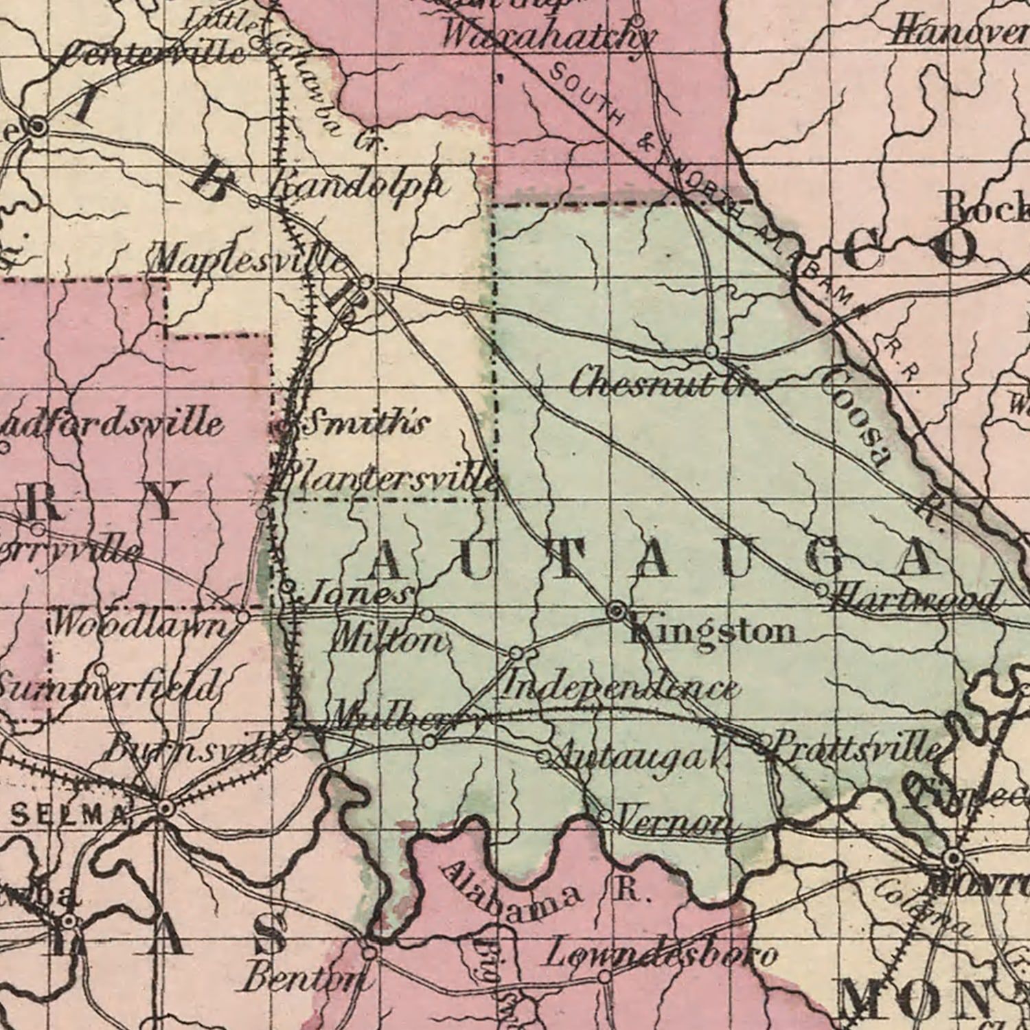 Vintage Map of Alabama 1861