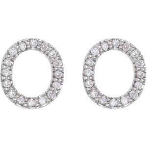 Platinum 1/8 CTW Natural Diamond Initial O Earrings – image 2