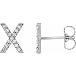 Platinum 1/10 CTW Natural Diamond Initial X Earrings