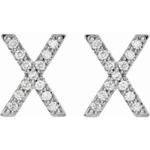Platinum 1/10 CTW Natural Diamond Initial X Earrings