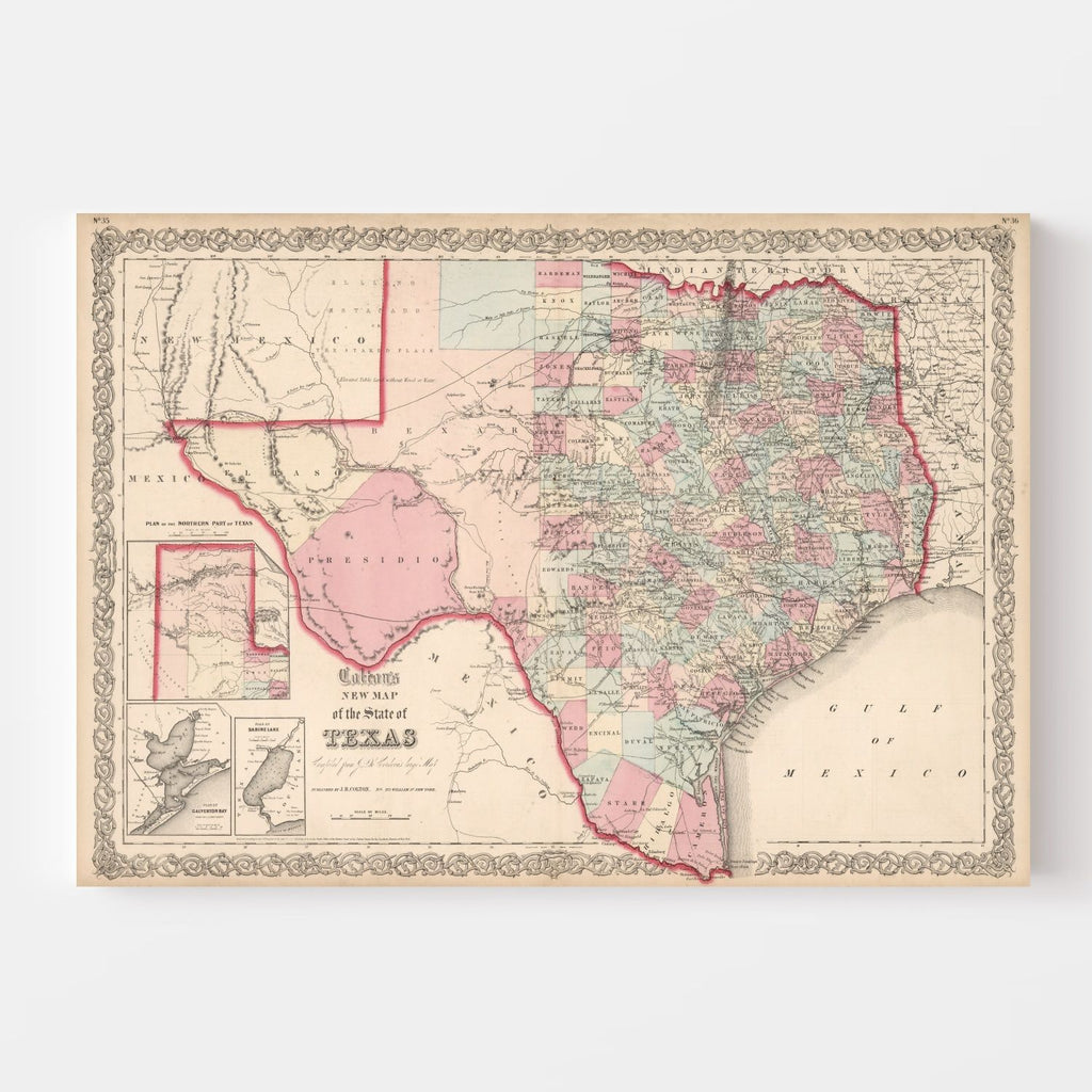 Vintage Map of Texas 1861