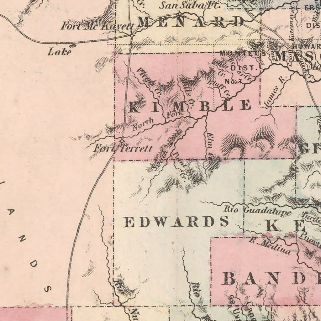 Vintage Map of Texas 1861