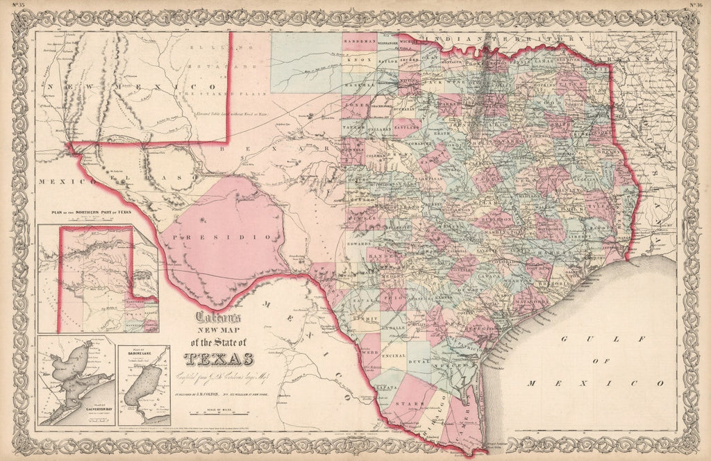 Vintage Map of Texas 1861