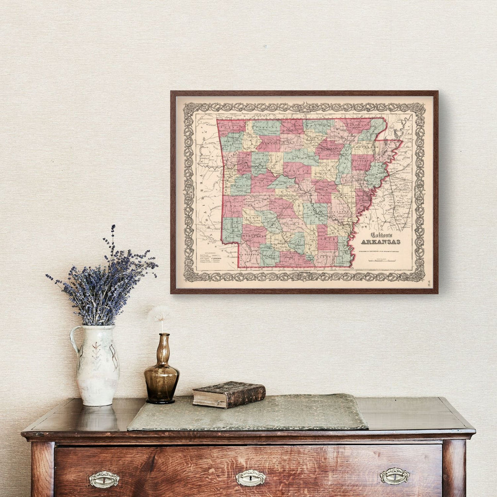 Vintage Map of Arkansas 1861