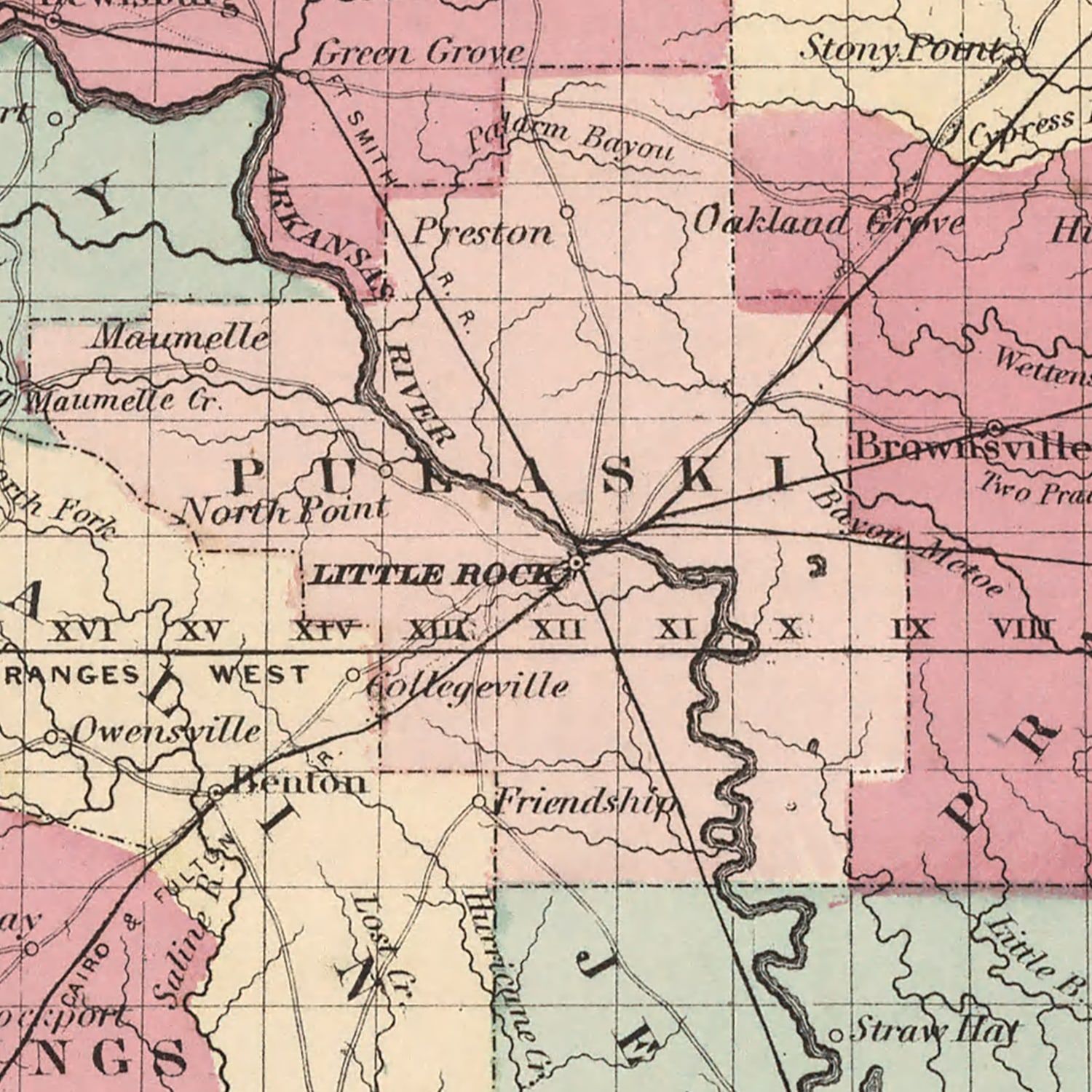 Vintage Map of Arkansas 1861