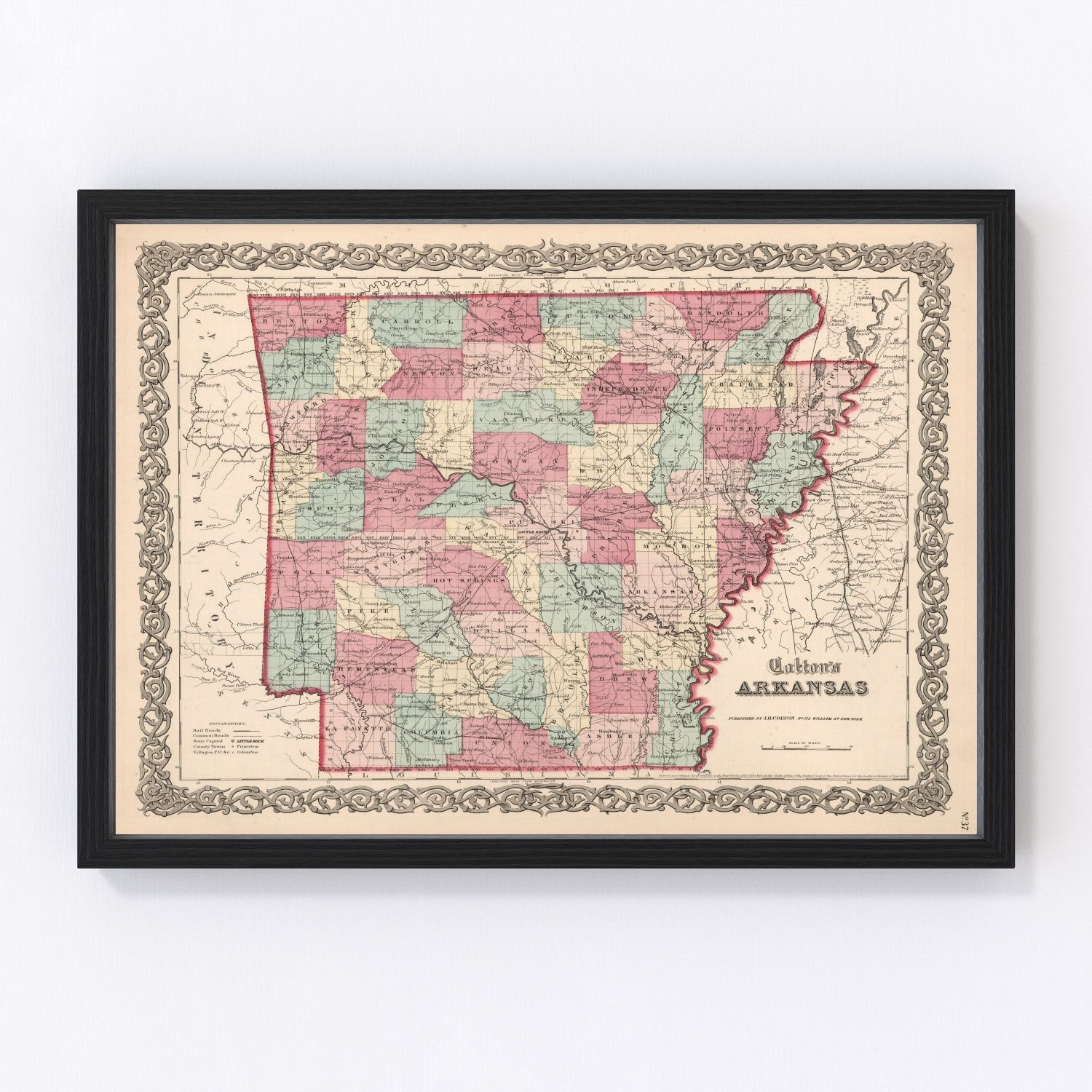 Vintage Map of Arkansas 1861