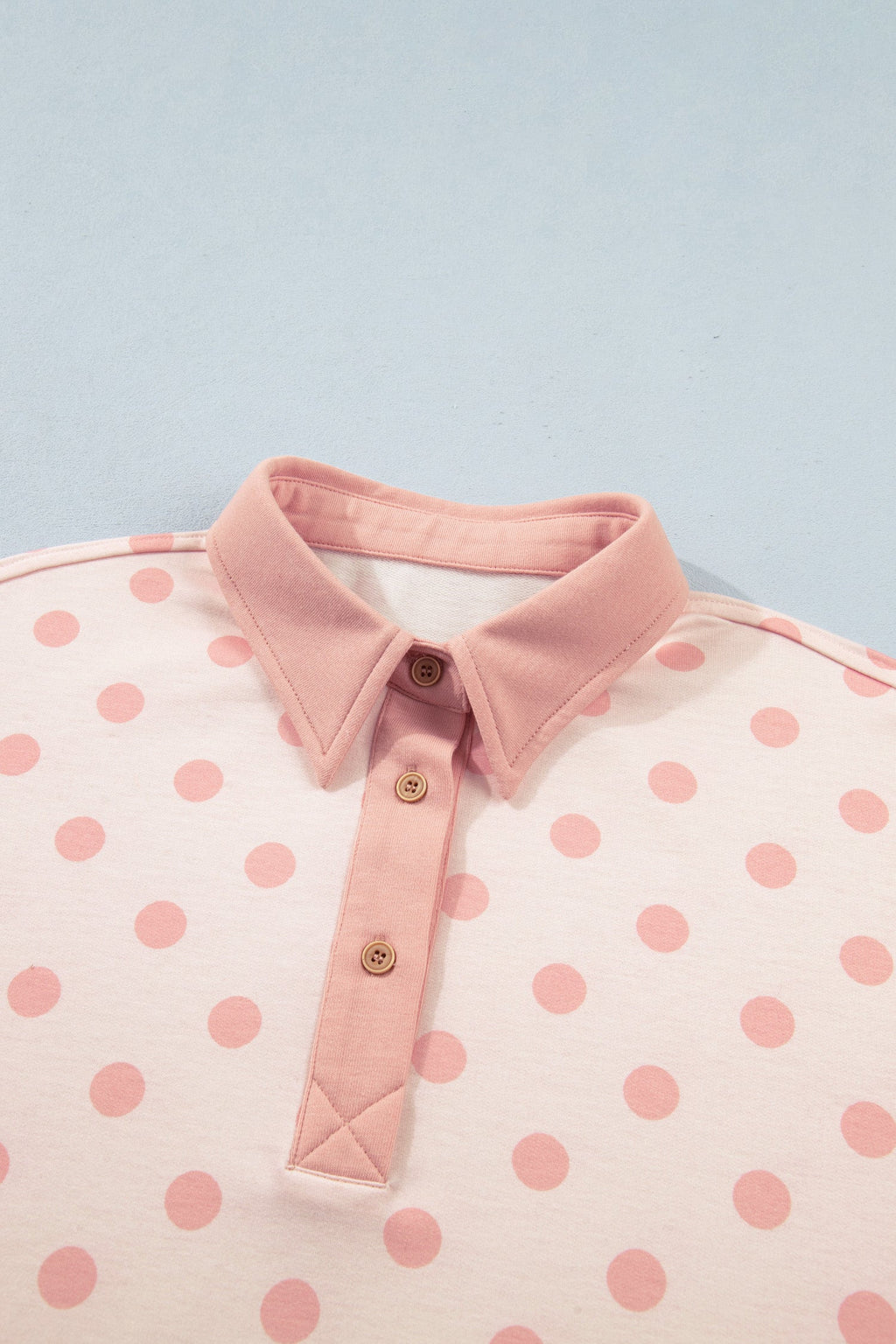 Polka Dot Polo Pullover & Elastic Waist Shorts Set