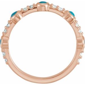 14K Rose Gold Cabochon Natural Turquoise & 1/6 CTW Natural Diamond Ring