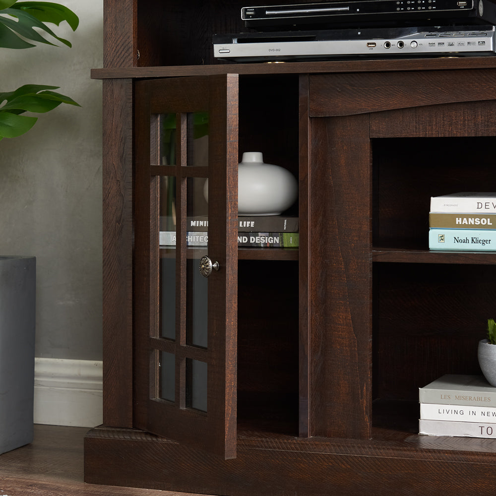 Classic TV Media Stand Modern Entertainment Console for TV Up to 65' with Open and Closed Storage Space, Espresso, 58.25'W*15.75'D*32'H