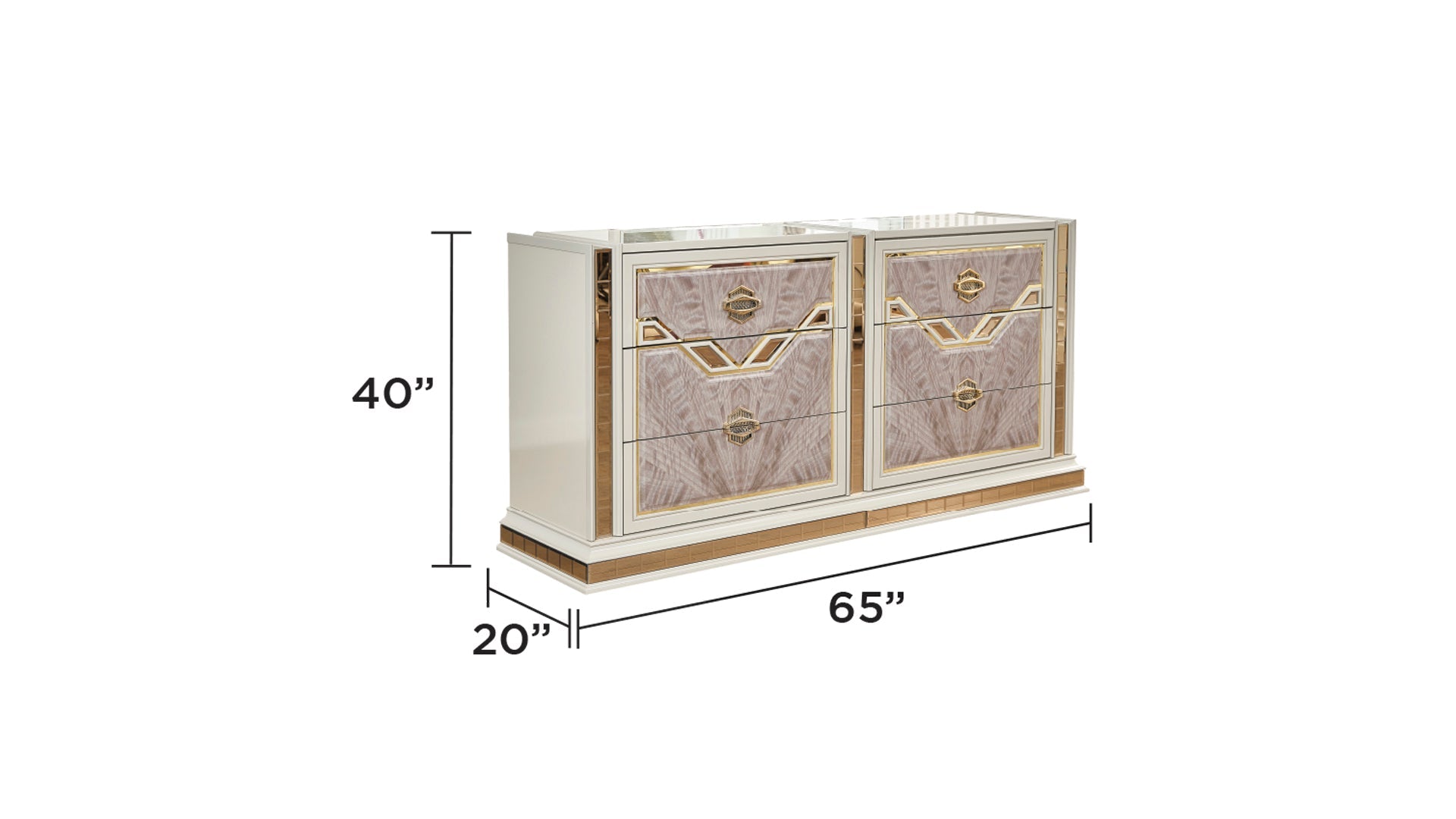 Omari Modern Style 4 Pc Queen Upholstered Bedroom Set Made with Wood and Gold Accents in Beige (NJ Inventory)