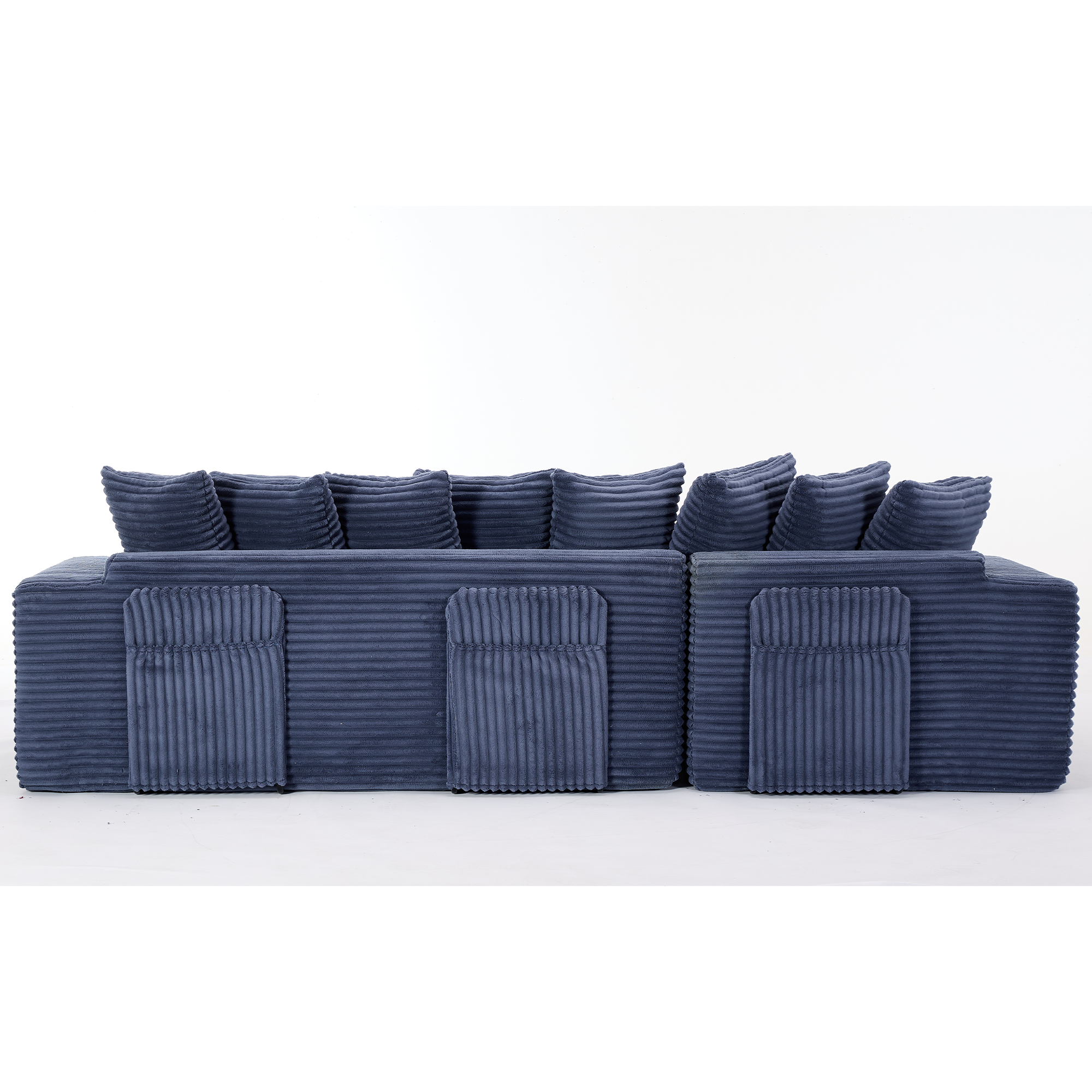 [NEW ARRIVED] [VIDEO PROVIDED]   Oversize Cloud Couch, L-Shape Sofa, Convertible Floor Sleeper Sofa Bed,  No Assembly ,Eight  pillows,3-in-1,Side Pocket,(Left Facing Sofa),3 Seat,Corduroy,Blue