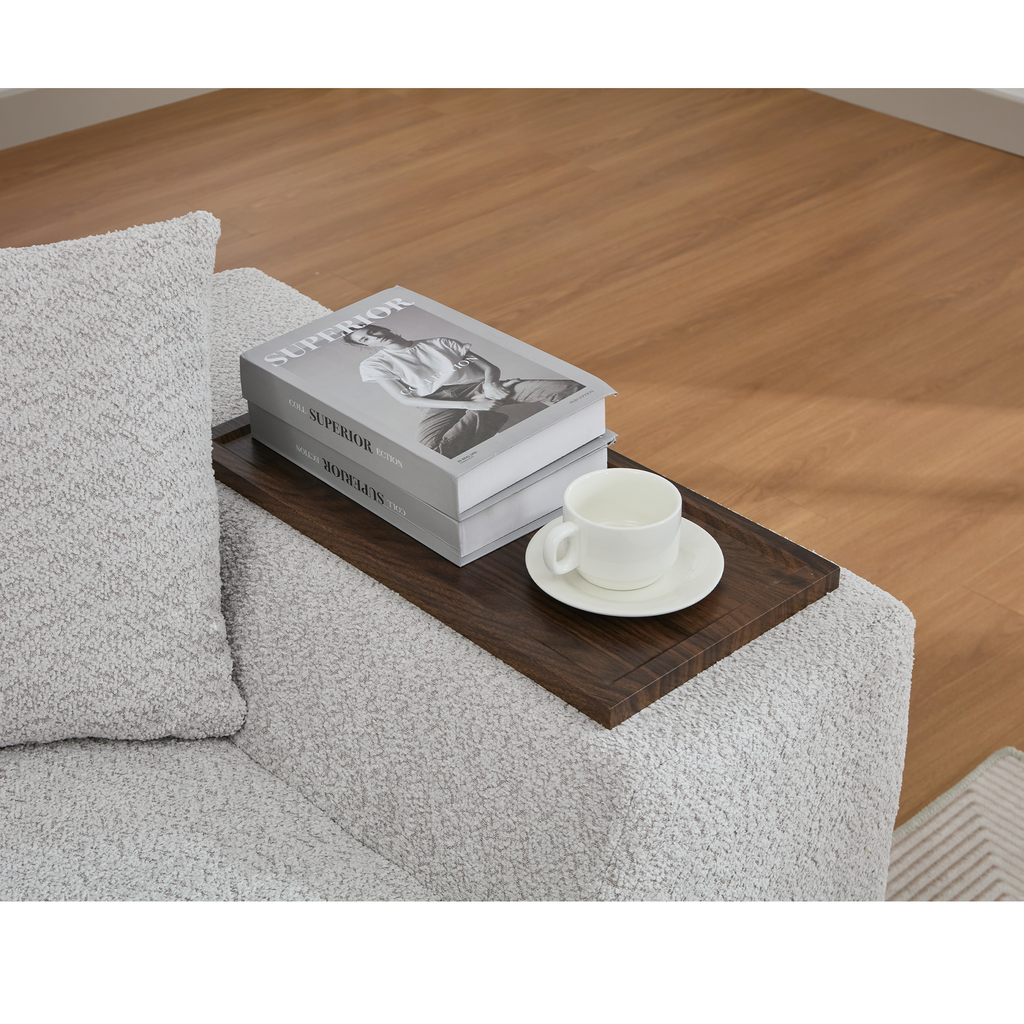 [NEW ARRIVED] [VIDEO PROVIDED]2 Piece Boucle Cloud Sofa Set, Upholstered Sofa Set, Modern 3 Seater and 2 Seater Sofa  with MDF End Table for Living Room ,Apartment,3+2 couch,Boucle, Light Gray