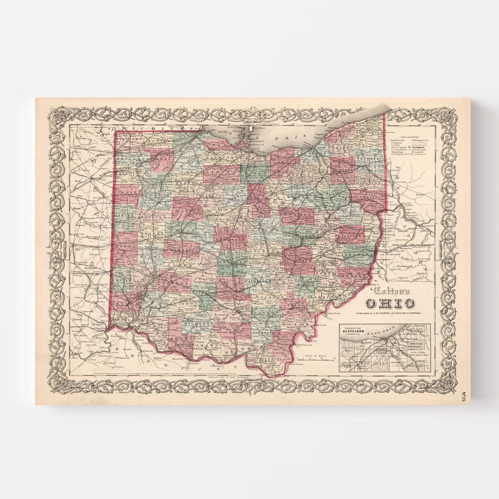 Vintage Map of Ohio 1861