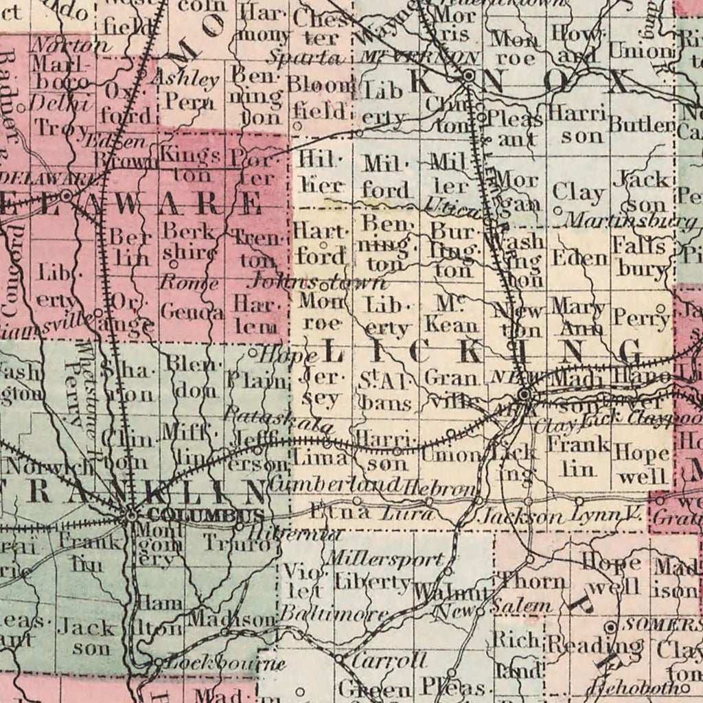 Vintage Map of Ohio 1861
