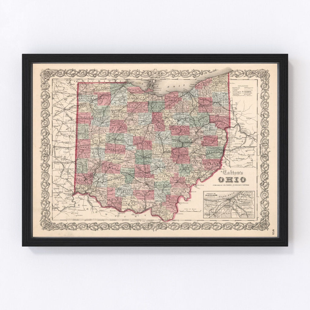 Vintage Map of Ohio 1861
