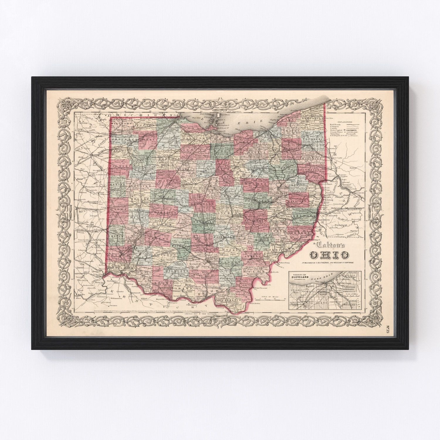 Vintage Map of Ohio 1861