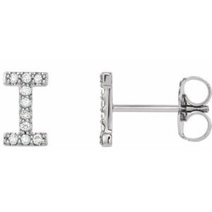 Sterling Silver .08 CTW Natural Diamond Initial I Earrings