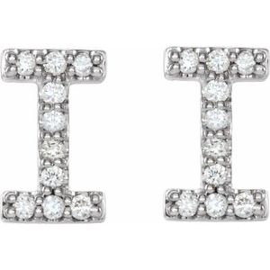 14K White Gold .08 CTW Natural Diamond Initial I Earrings