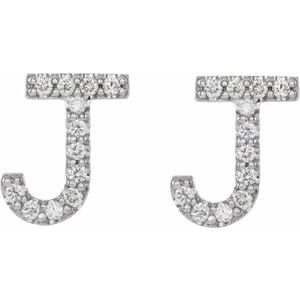 Sterling Silver 1/10 CTW Natural Diamond Initial J Earrings – image 2