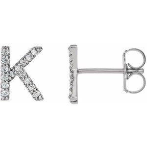 14K White Gold 1/8 CTW Natural Diamond Initial K Earrings