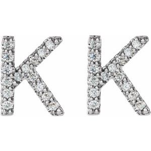 14K White Gold 1/8 CTW Natural Diamond Initial K Earrings – image 2